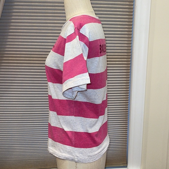 Balenciaga Striped cotton T-Shirt In Pink & Grey - Picture 3 of 7